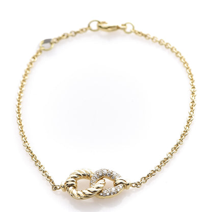 David Yurman 18K Yellow Gold Diamond Belmont Single Station Bracelet 1 of 5