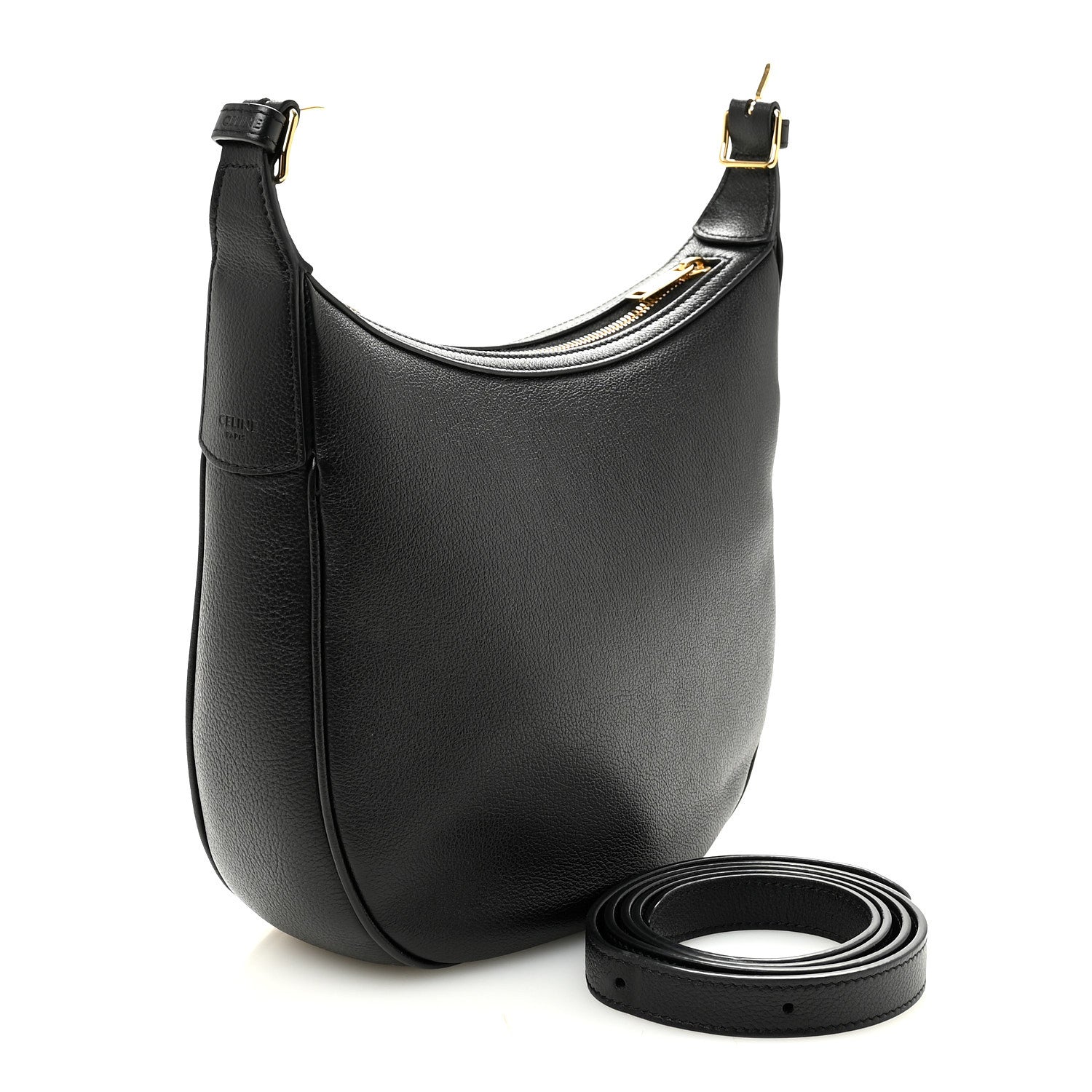 Celine Supple Calfskin Cuir Triomphe Small Heloise Shoulder Bag Black 3 of 11