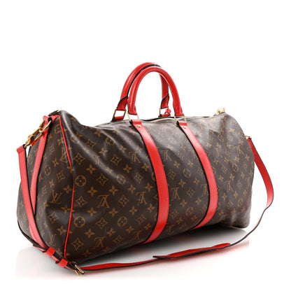 Louis Vuitton Calfskin Monogram Keepall Bandouliere 50 Coquelicot 2 of 9