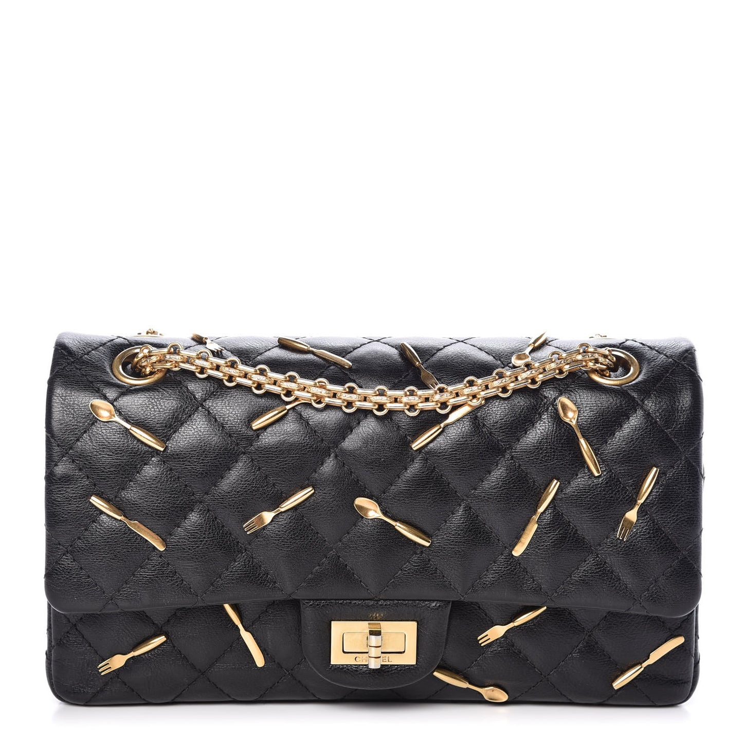 Calfskin Quilted Spoon Charms Brasserie 2.55 Reissue 225 Flap Black