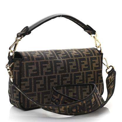 Fendi Fabric Jacquard FF 1974 Medium Baguette Tobacco Moro Black 3 of 13