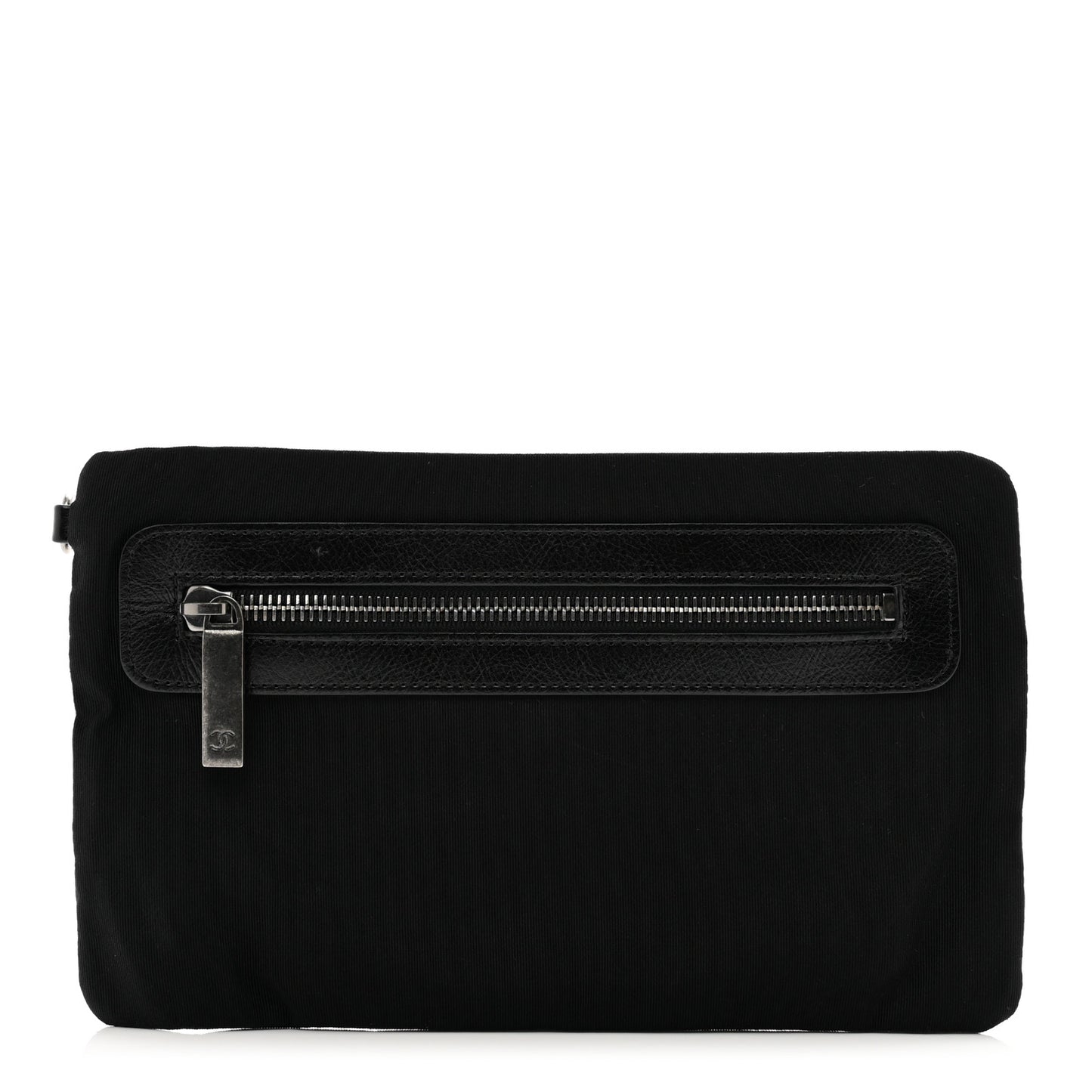 Nylon Calfskin Chesterfield Pouch Black