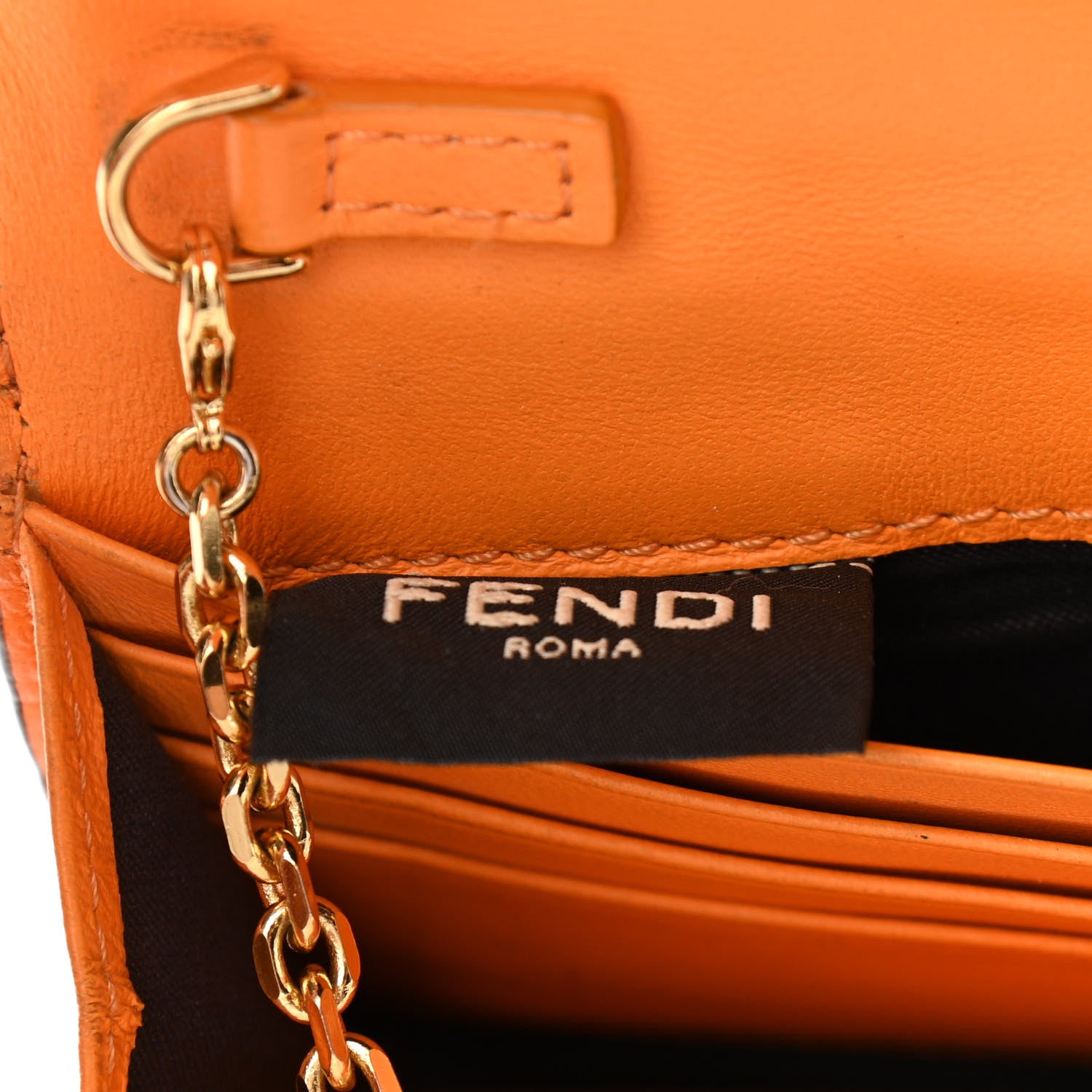 Fendi Nappa Matisse FF Embossed Continental Wallet On Chain Clementine 8 of 15