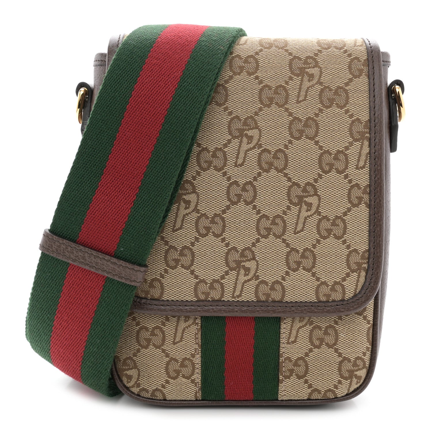 Gucci X PALACE GG P Canvas Monogram Web Flap Messenger Brown 1 of 11
