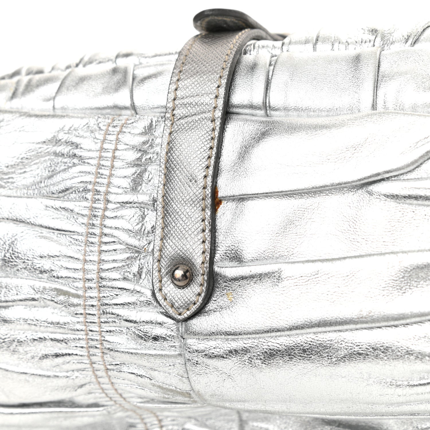 Prada Metallic Nappa Gaufre Messenger Tote Silver 20 of 20