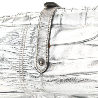 Prada Metallic Nappa Gaufre Messenger Tote Silver 20 of 20