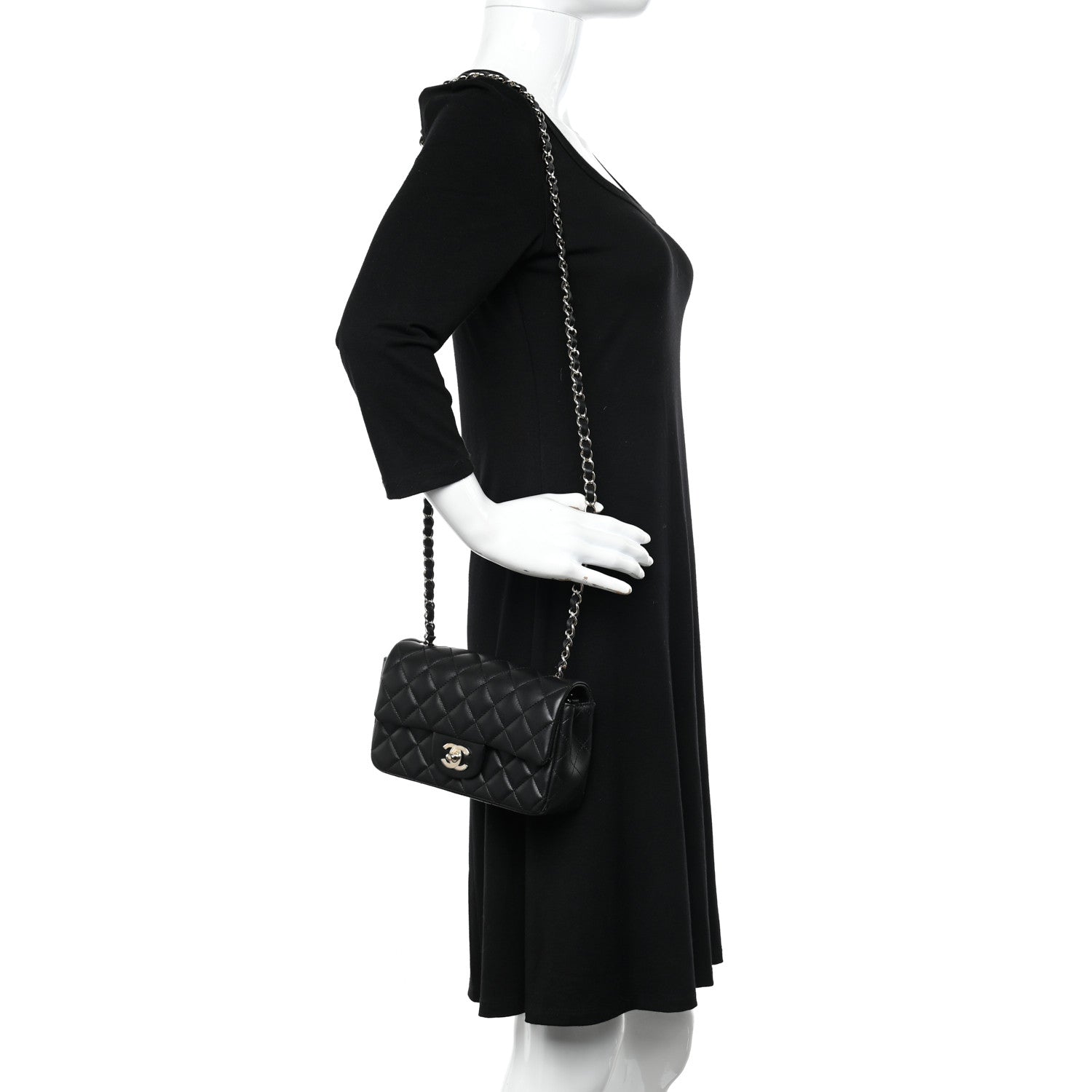 Chanel Lambskin Quilted Mini Rectangular Flap Black 2 of 11