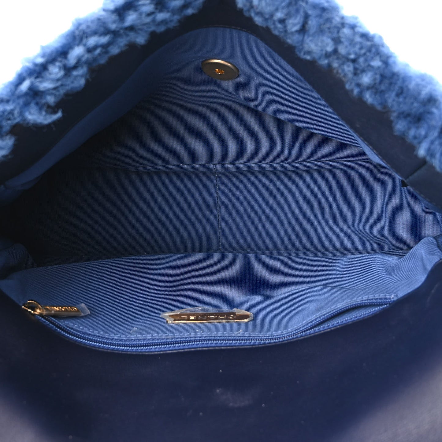 Shearling Sheepskin Large Chanel 19 Flap Blue