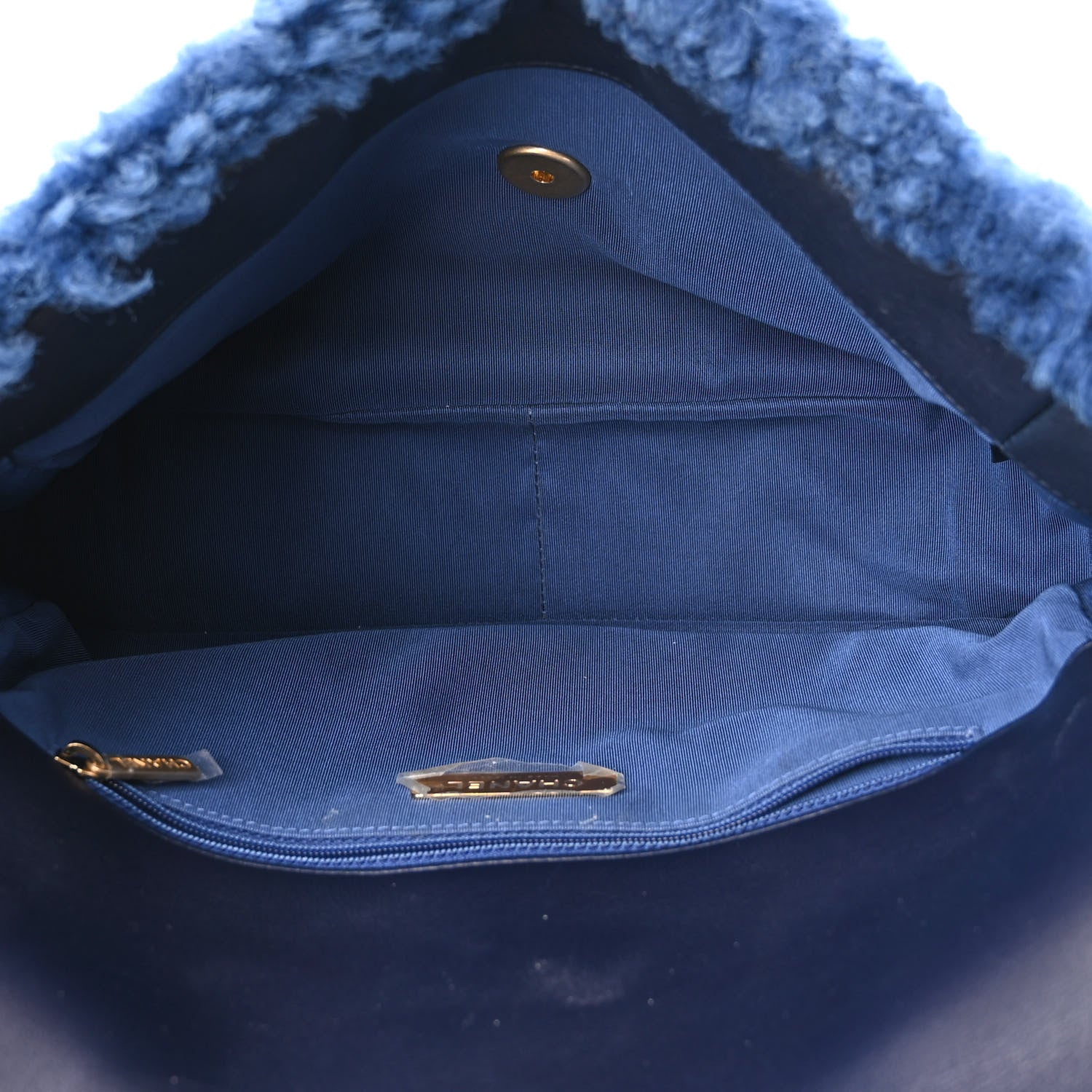 Chanel Shearling Sheepskin Large Chanel 19 Flap Blue 5 of 11