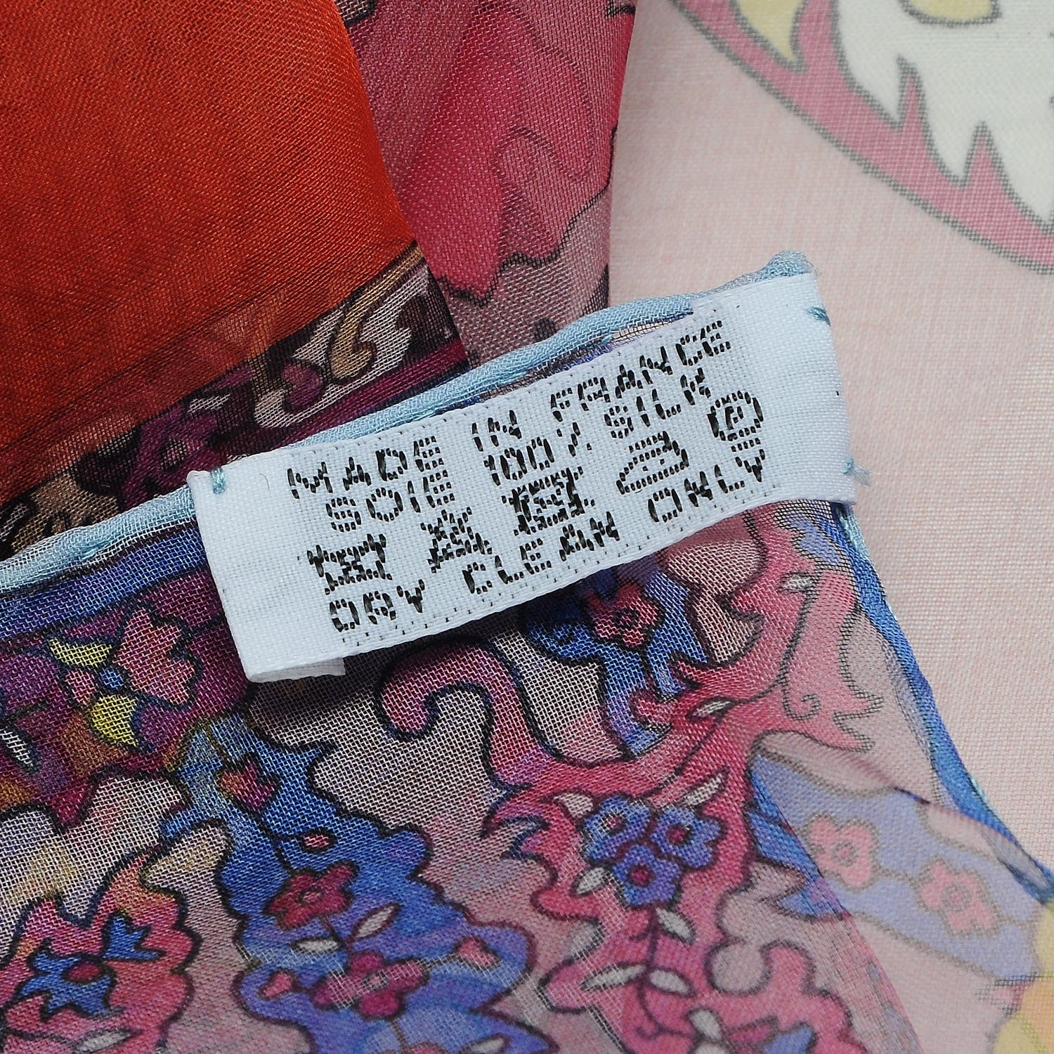 Hermes Silk Mousseline Tapis Persans Shawl 140 Bleu Fuchsia Rose Poudre 4 of 4