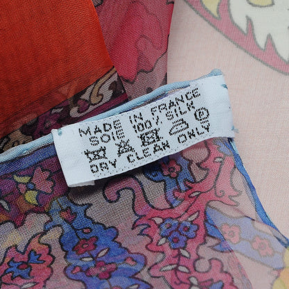 Hermes Silk Mousseline Tapis Persans Shawl 140 Bleu Fuchsia Rose Poudre 4 of 4