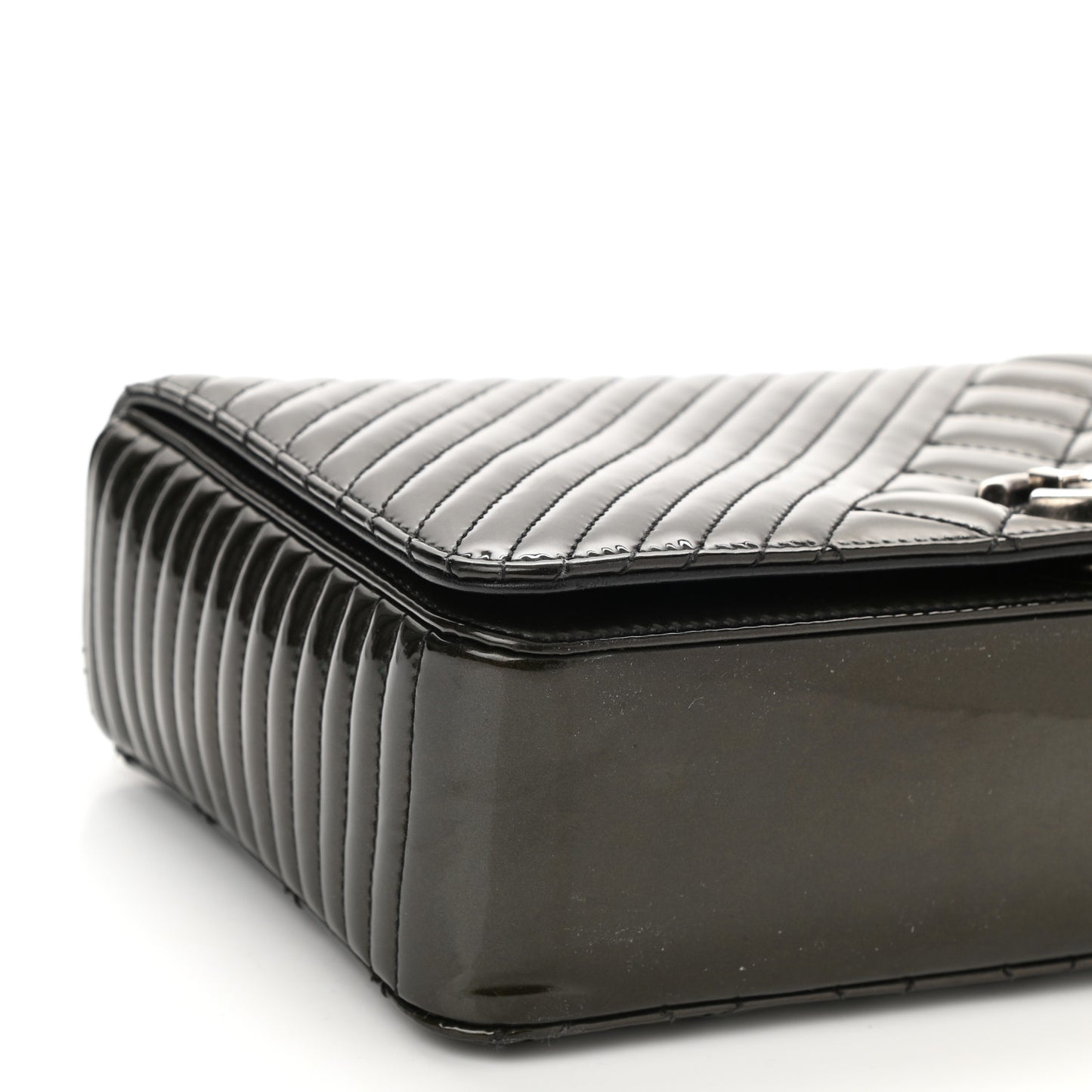 Patent Quilted Medium Coco Boy Flap Dark Green