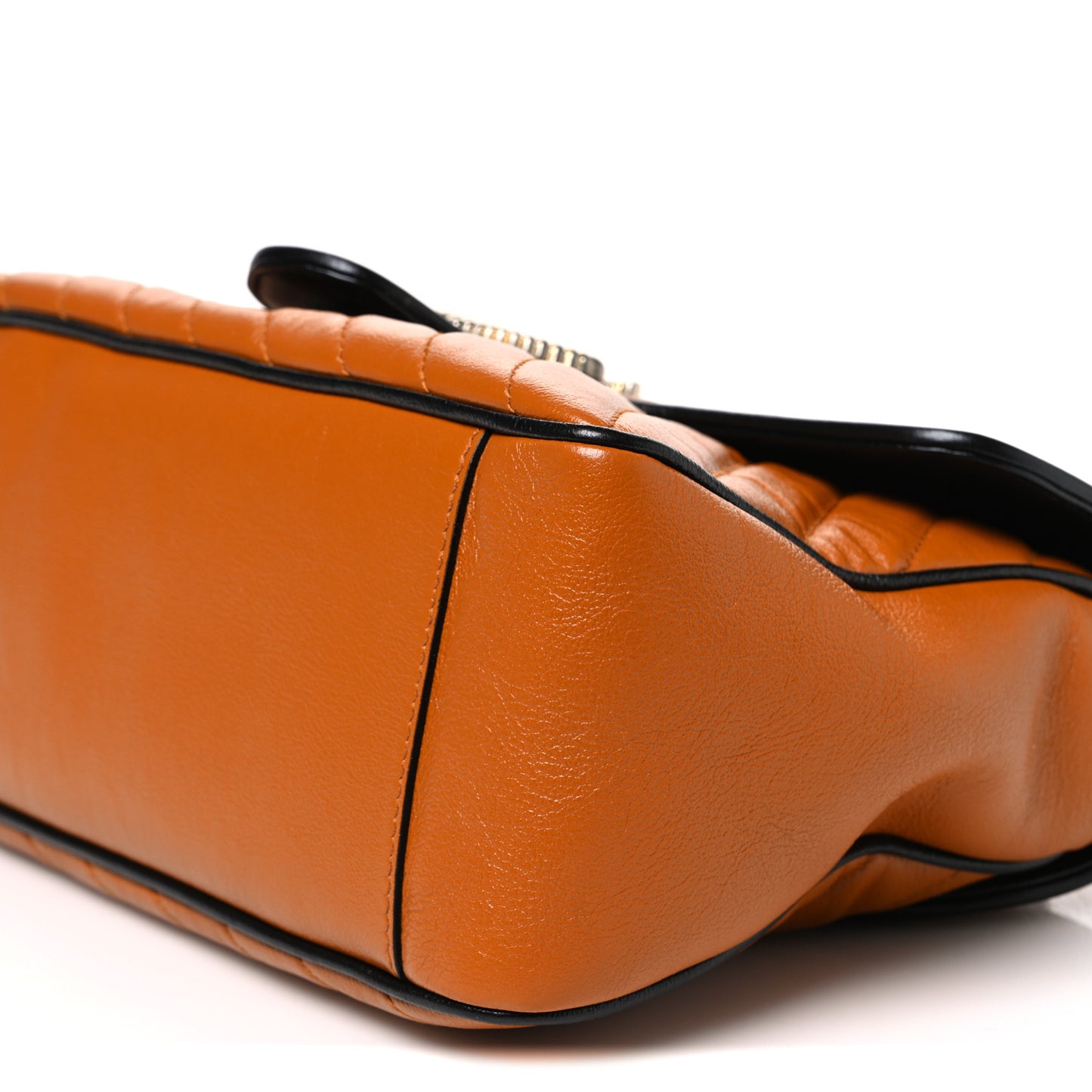 Azalea Calfskin Matelasse Diagonal Small Torchon GG Marmont Top Handle Shoulder Bag Cognac Black