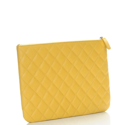 Chanel Lambskin Quilted Medium Cosmetic Case Yellow 3 of 7