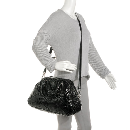 Prada Vernice Chevron Dome Satchel Black 2 of 8