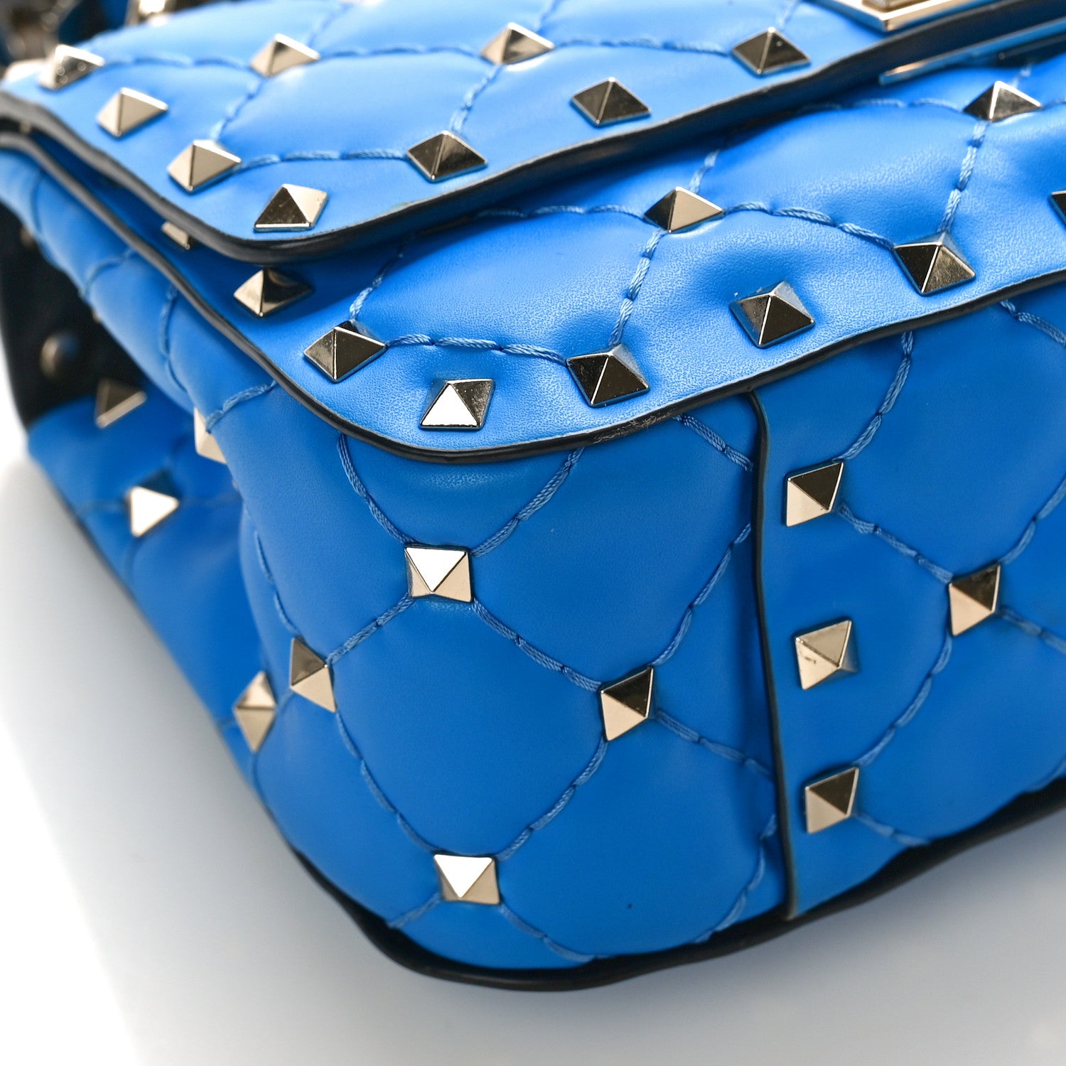 Valentino Garavani Calfskin Mini Rockstud Spike Shoulder Bag Blue Fluo 7 of 8