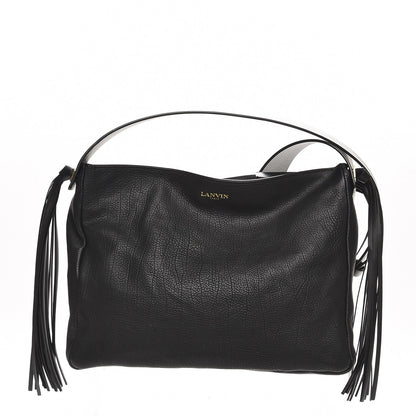 Lanvin Calfskin Tribale Fringe Shoulder Bag Black 1 of 7