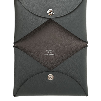 Hermes Evercolor Calvi Verso Card Case Bleu Orage Etain 5 of 7