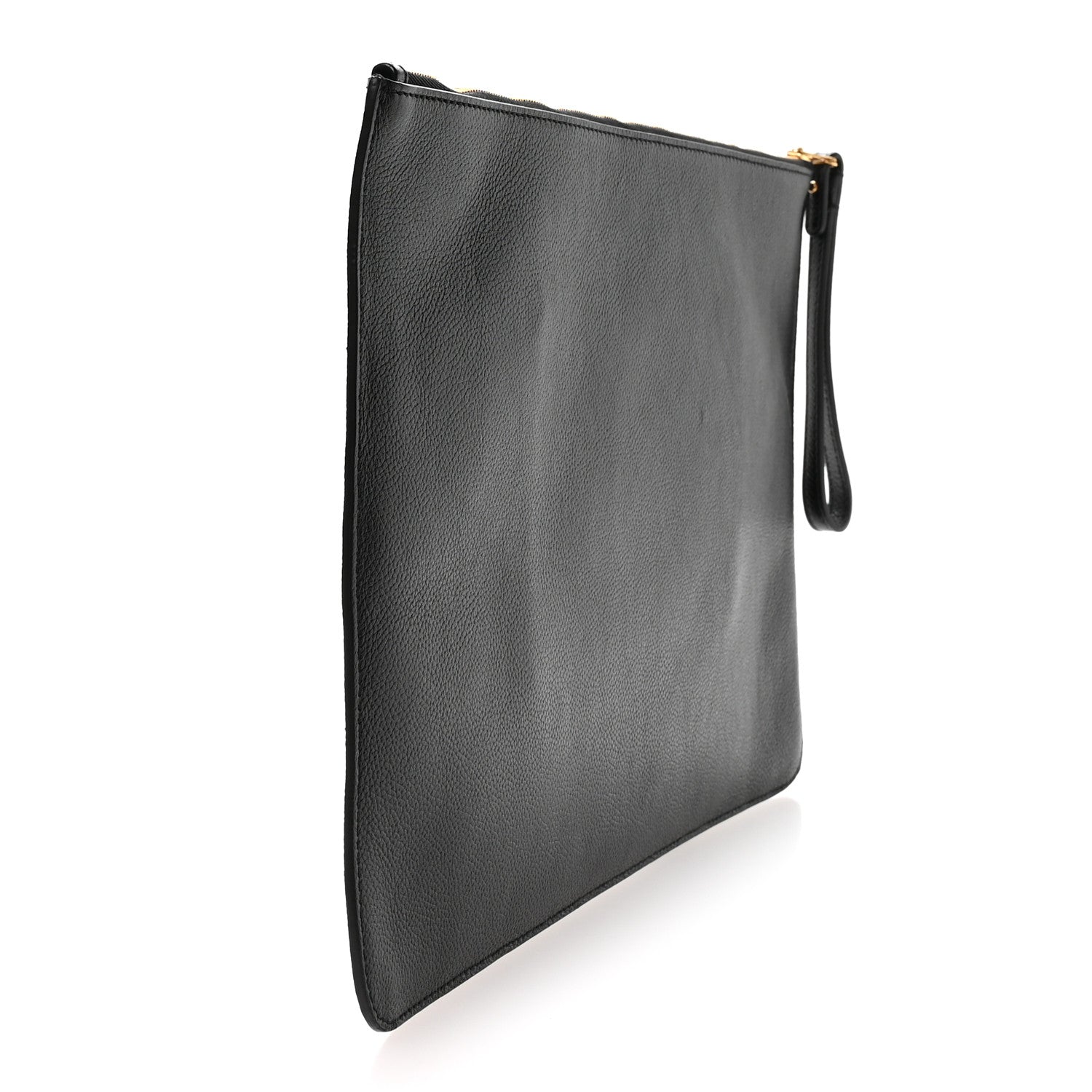 Balenciaga Calfskin Logo Large Cash Pouch With Handle Black White 3 of 7