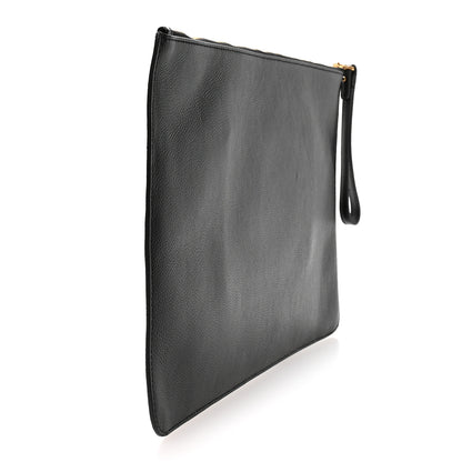 Balenciaga Calfskin Logo Large Cash Pouch With Handle Black White 3 of 7