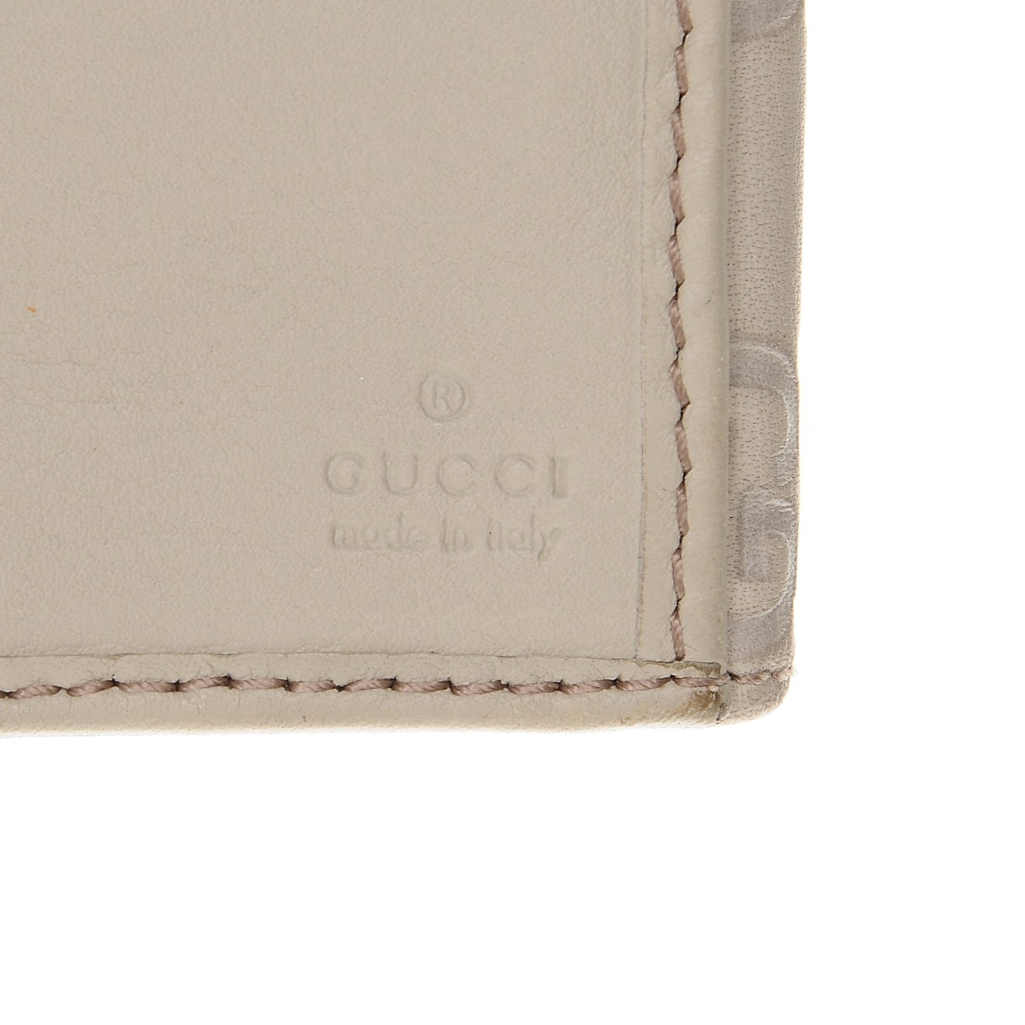 Guccissima Margaux Calfskin Metal Bar Continental Flap Wallet Mystic White