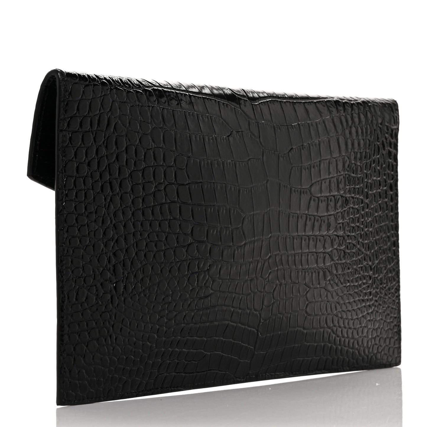 Calfskin Crocodile Embossed Uptown Monogram Pouch Black