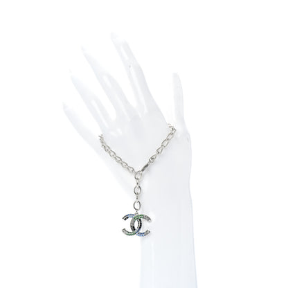 Chanel Baguette Crystal CC Bracelet Silver Green Blue 2 of 5