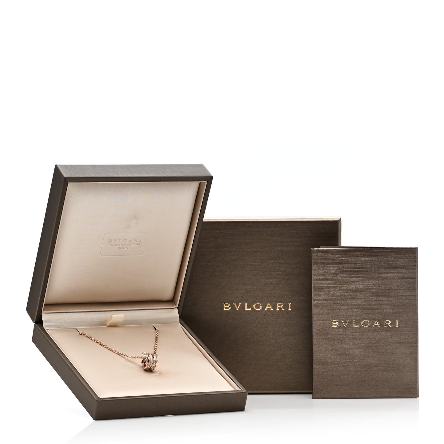 18K Rose Gold Diamond Serpenti Viper Pave Pendant Necklace