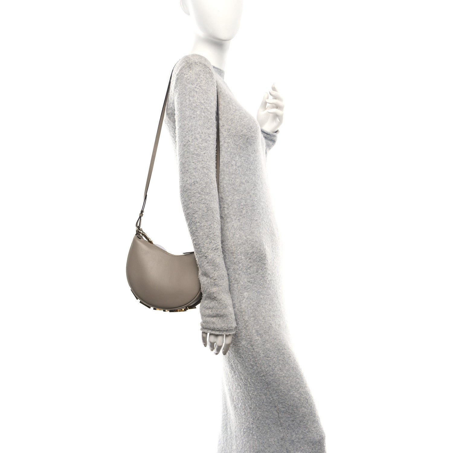 Fendi Vitello Grace Matte Mini Fendigraphy Hobo Bag Tortora 2 of 10