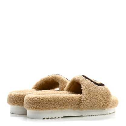 Gucci Shearling Womens Eileen Slide Sandals 37 Cocoa Butterscotch 5 of 10