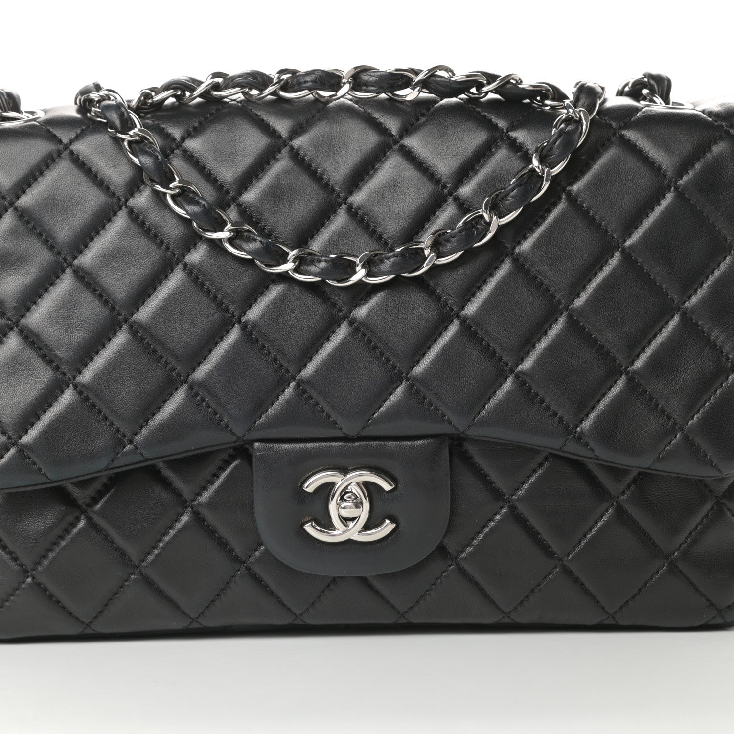 Chanel Lambskin Quilted Jumbo Single Flap Black 8 of 13
