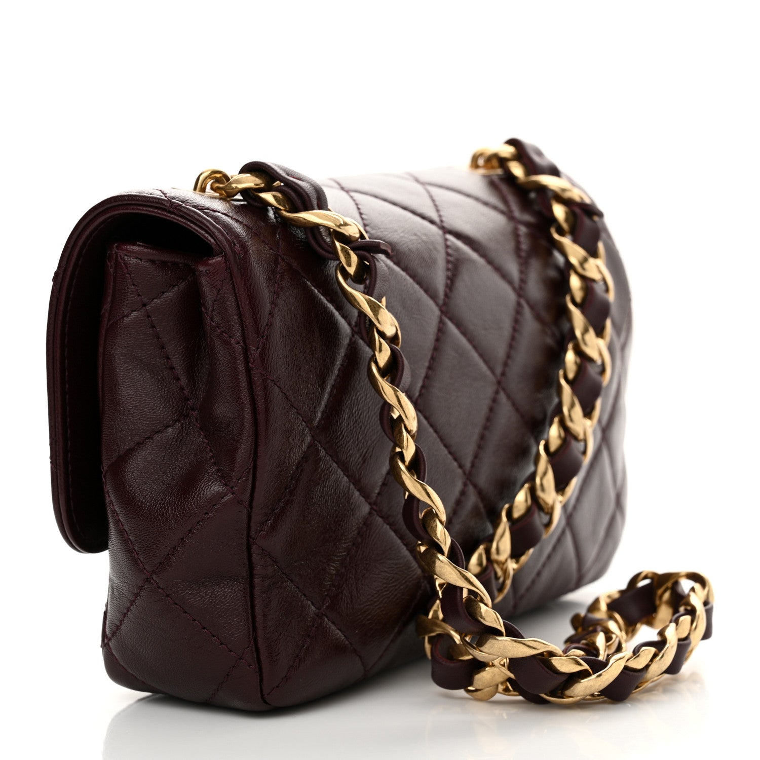 Chanel Shiny Lambskin Quilted Twist CC Square Flap Burgundy 3 of 13