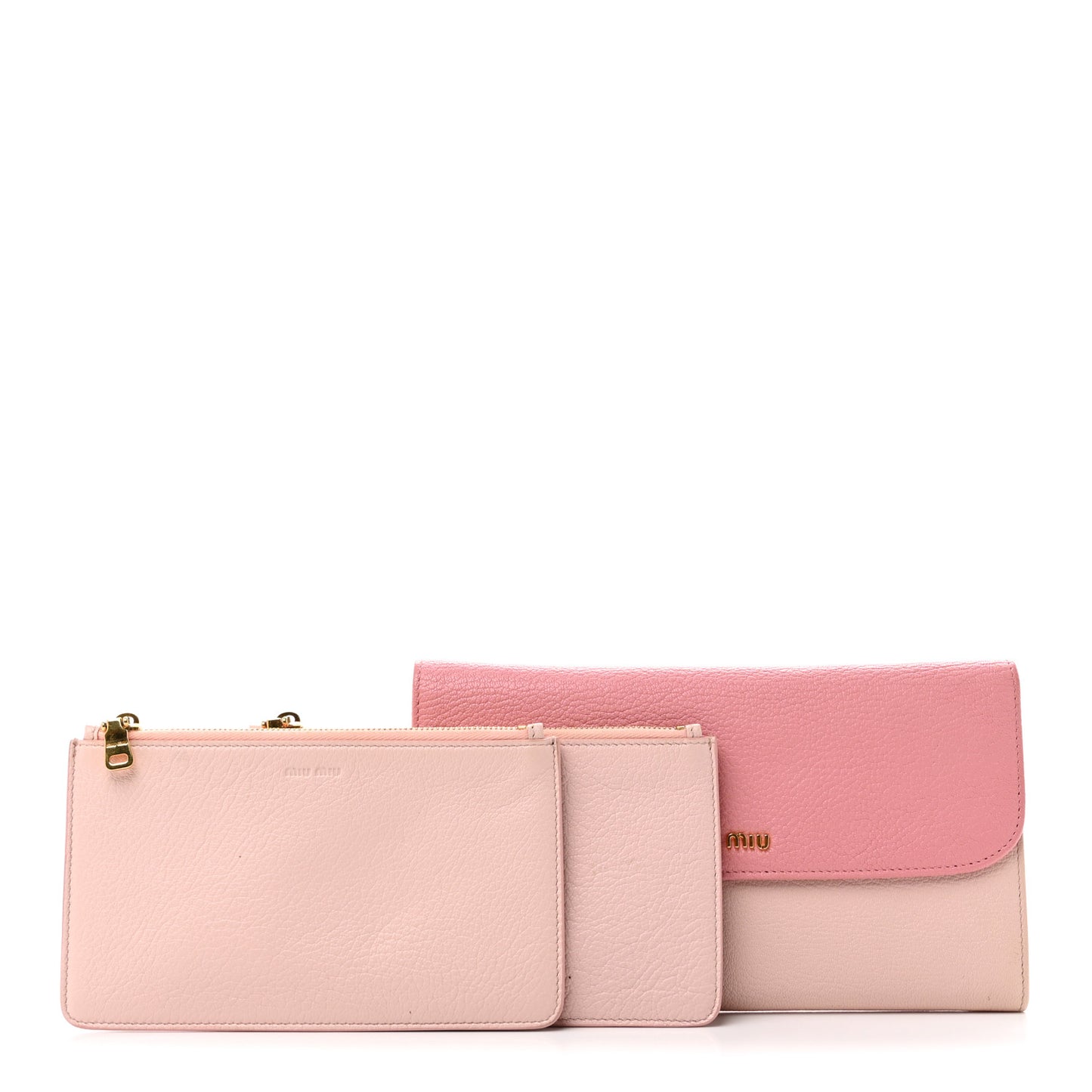 Goatskin Madras Bicolor Flap Wallet Pink