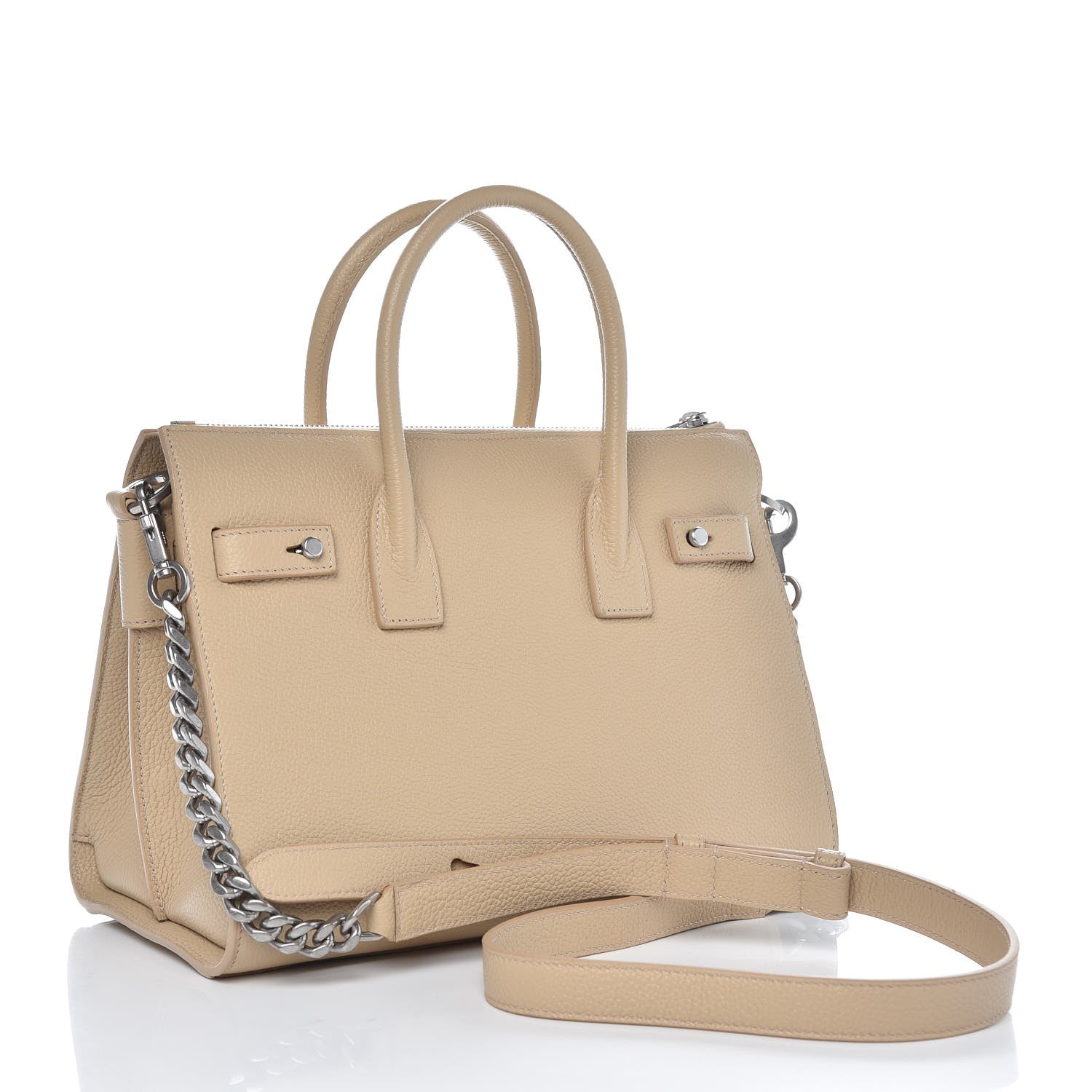 Saint Laurent Grained Calfskin Baby Souple Sac De Jour Dark Beige 3 of 7