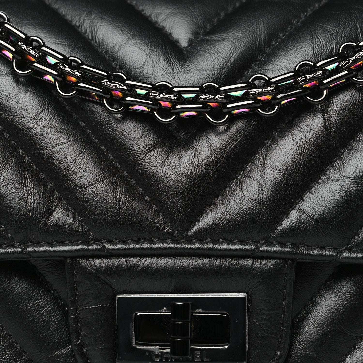 Chanel Aged Calfskin Chevron Quilted 2.55 Reissue Mini Flap So Black 8 of 11