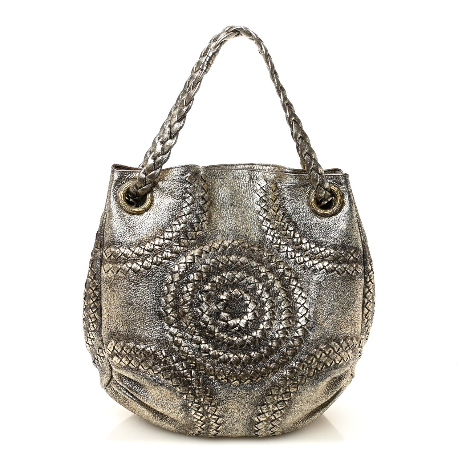 Bottega Veneta Metallic Cervo Illusion Hobo Platino Ossidato 1 of 9