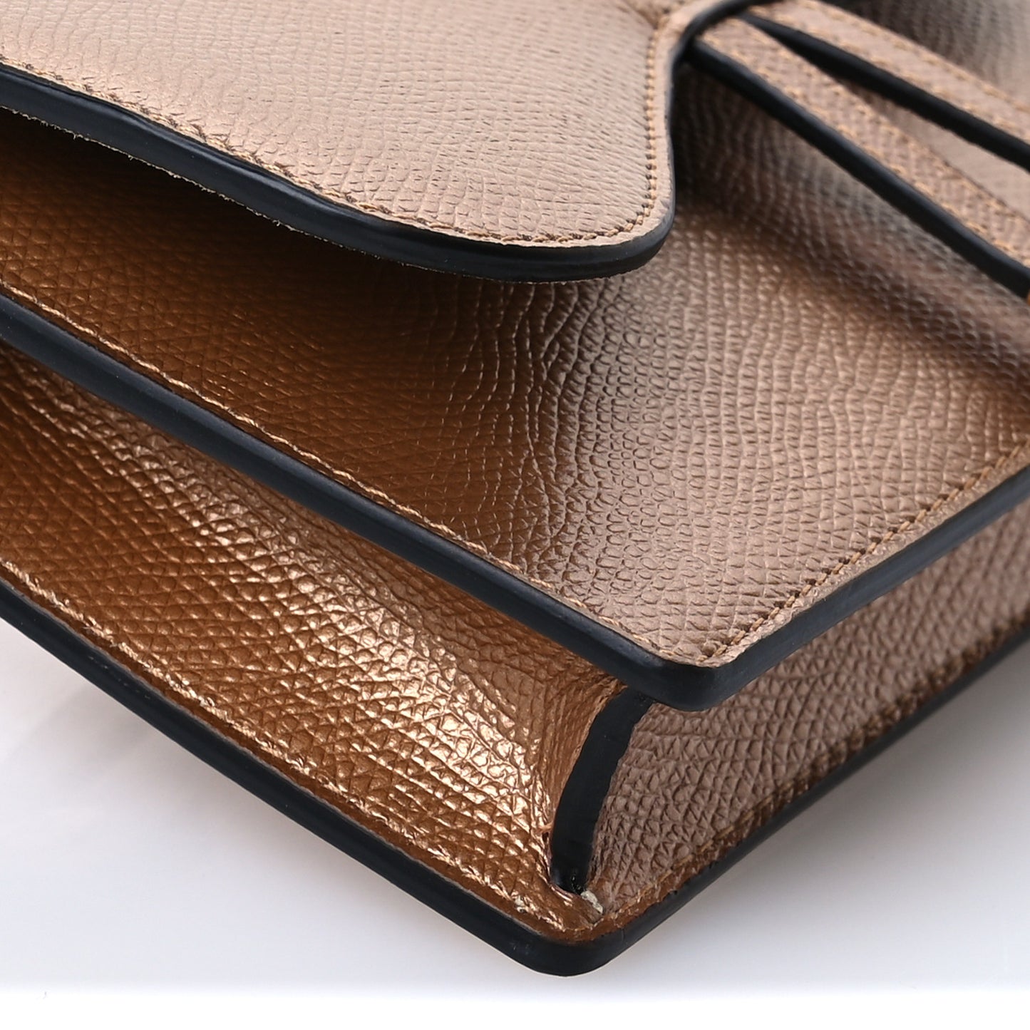 Metallic Grained Calfskin Saddle Belt Bag Gold