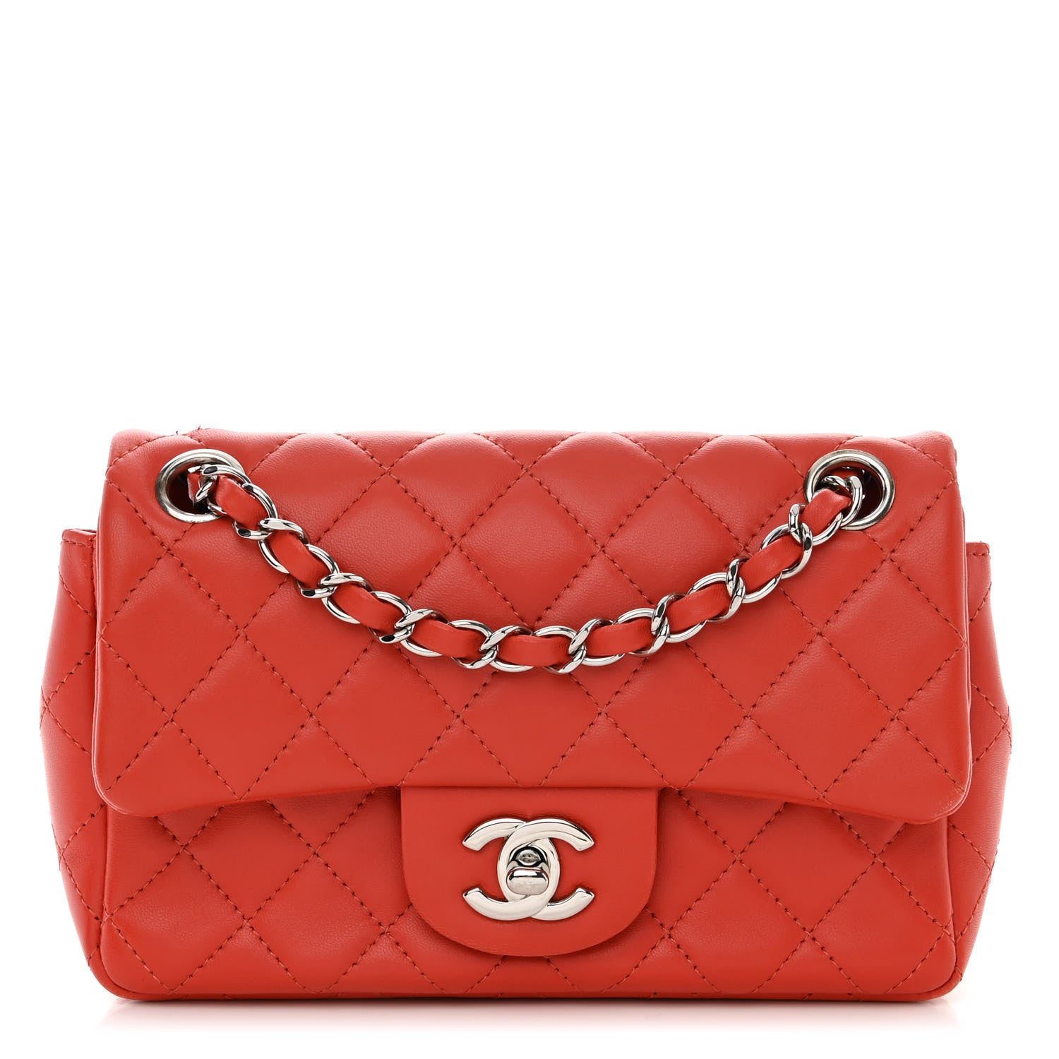Chanel Lambskin Quilted Mini Rectangular Flap Red 1 of 12