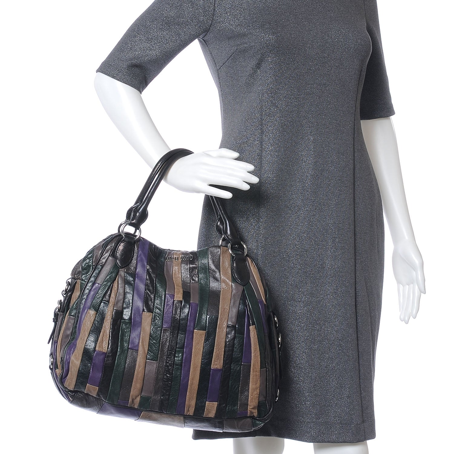 Miu Miu Leather Multicolor Patchwork Hobo 2 of 8