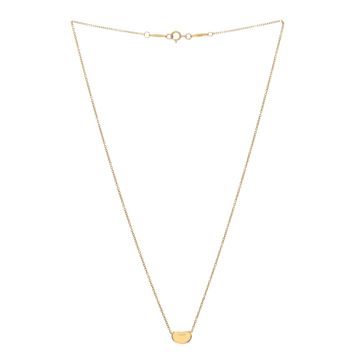 18K Yellow Gold 9mm Elsa Peretti Bean Pendant Necklace