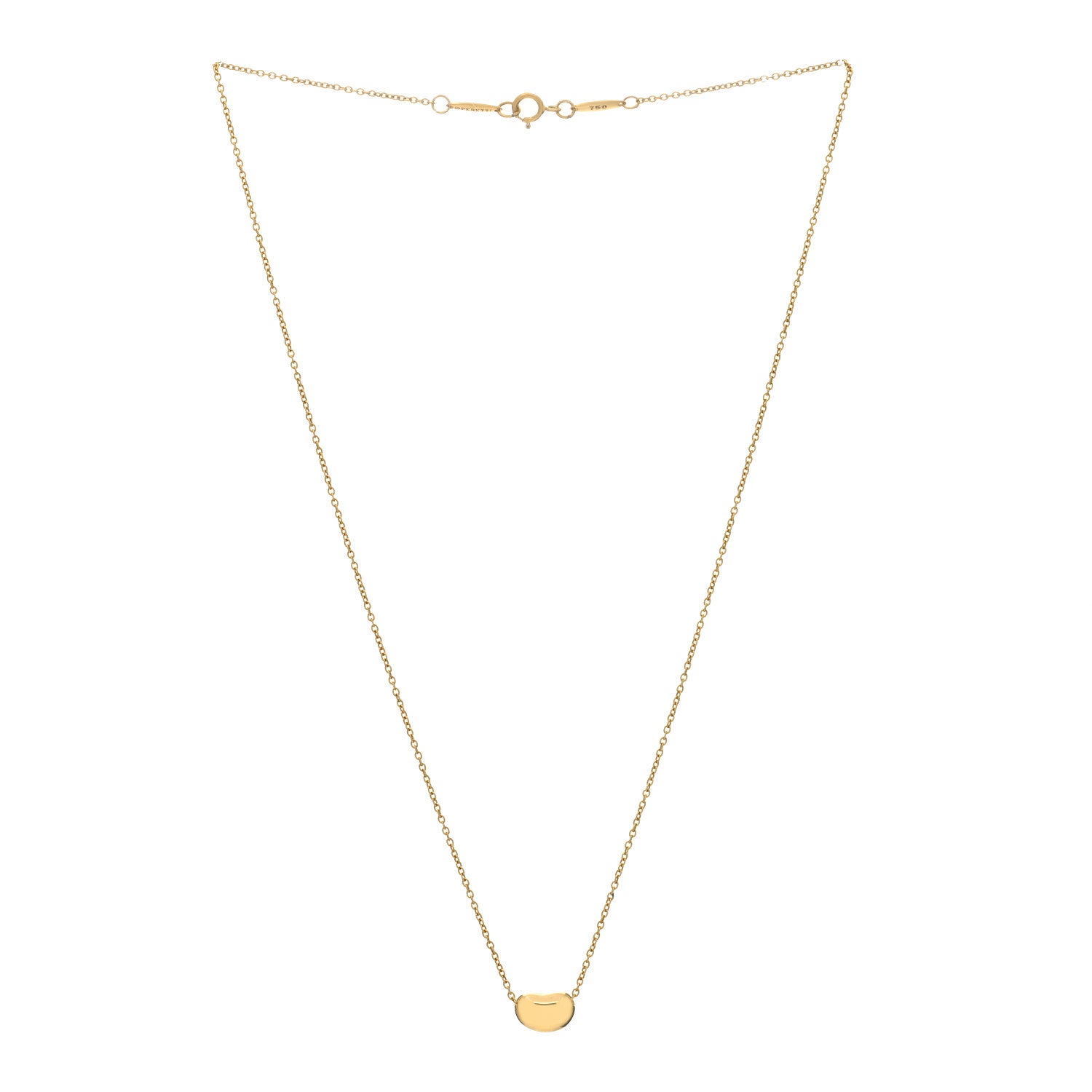 Tiffany 18K Yellow Gold 9mm Elsa Peretti Bean Pendant Necklace 2 of 3