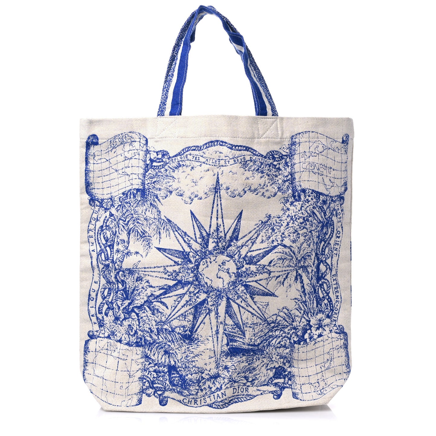 Canvas Print Cruise Tote Ivory Blue