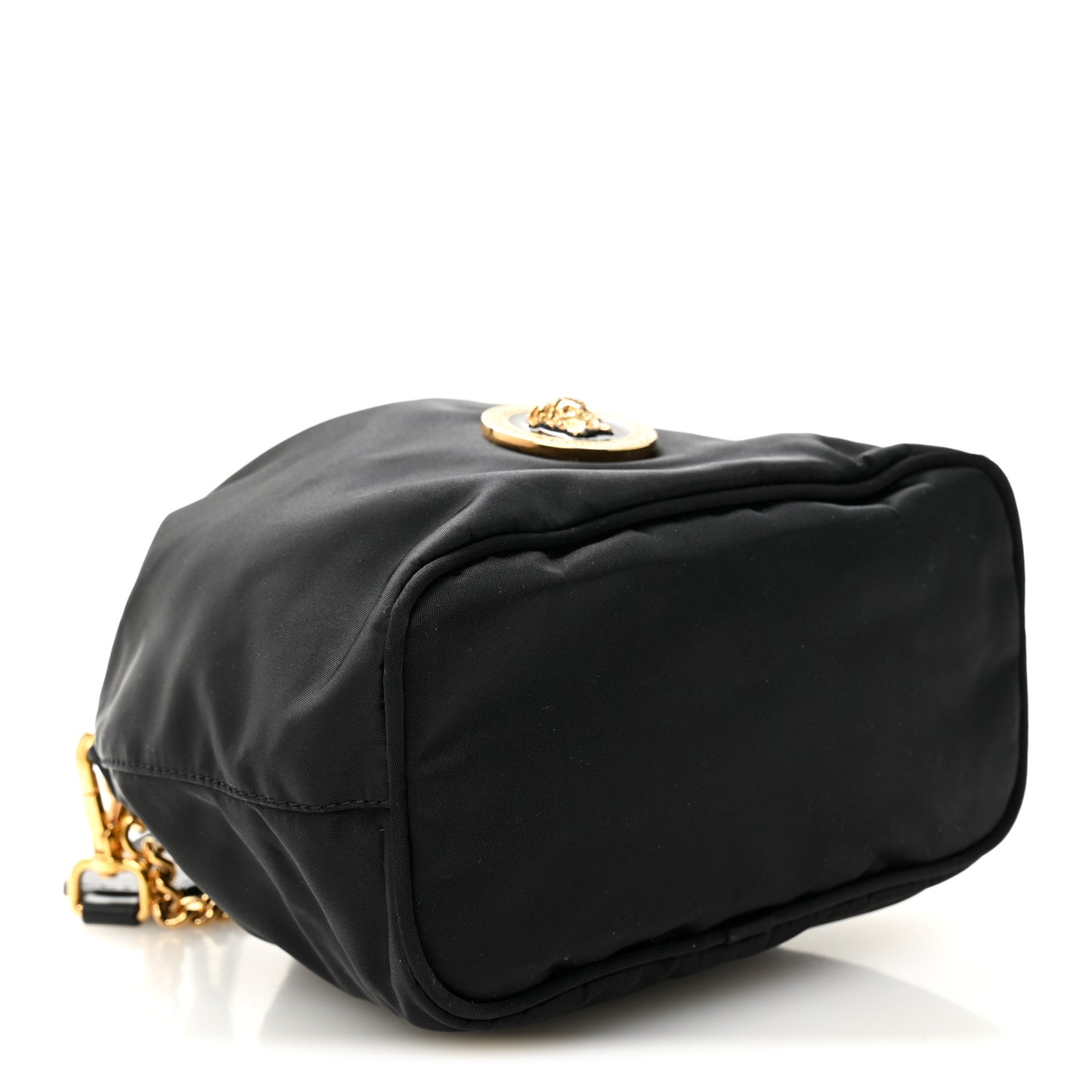 Nylon Medusa Drawstring Bucket Bag Black