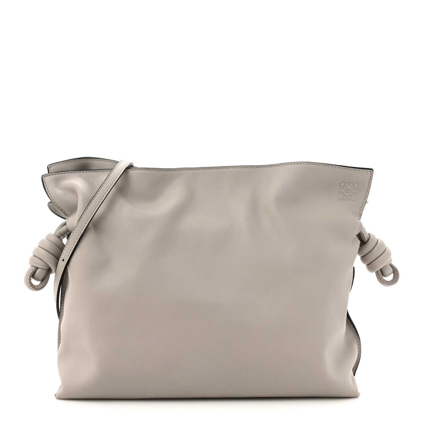 Mellow Nappa Medium Flamenco Knot Clutch Ghost
