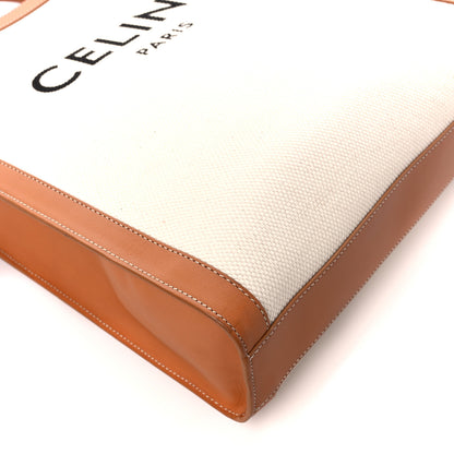 Celine Canvas Calfskin Logo Print Small Vertical Cabas Natural Tan 11 of 15