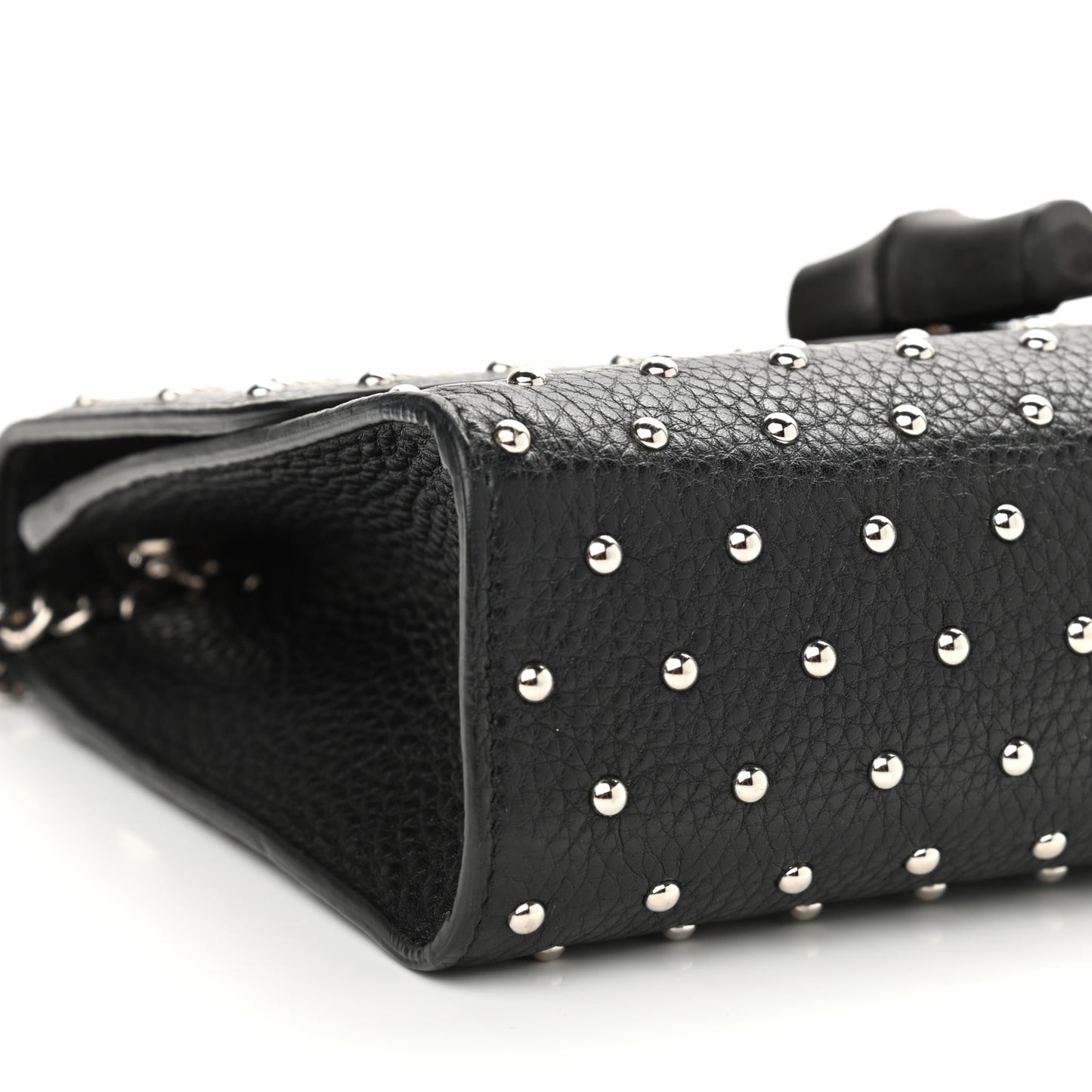 Calfskin Studded Medium Miss Bamboo Shoulder Bag Black