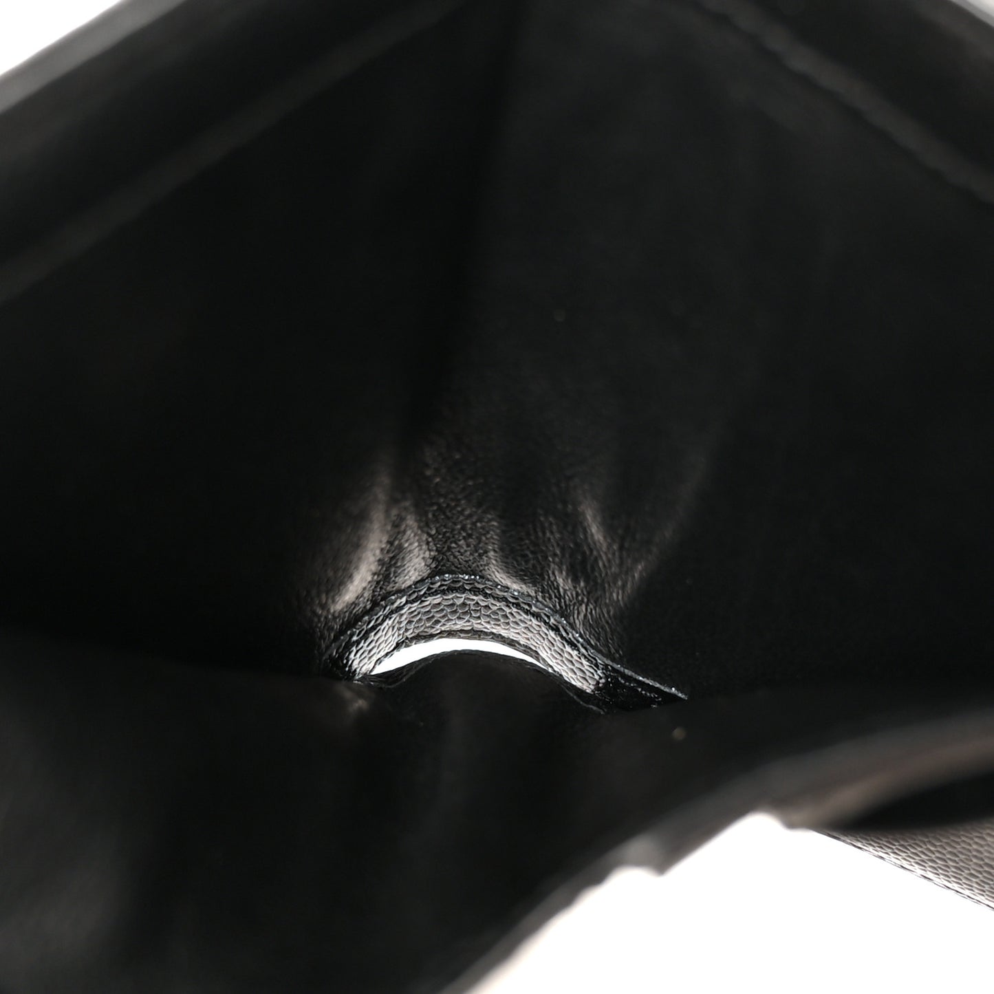 Grain De Poudre Matelasse Chevron Monogram Compact Tri Fold Wallet Black