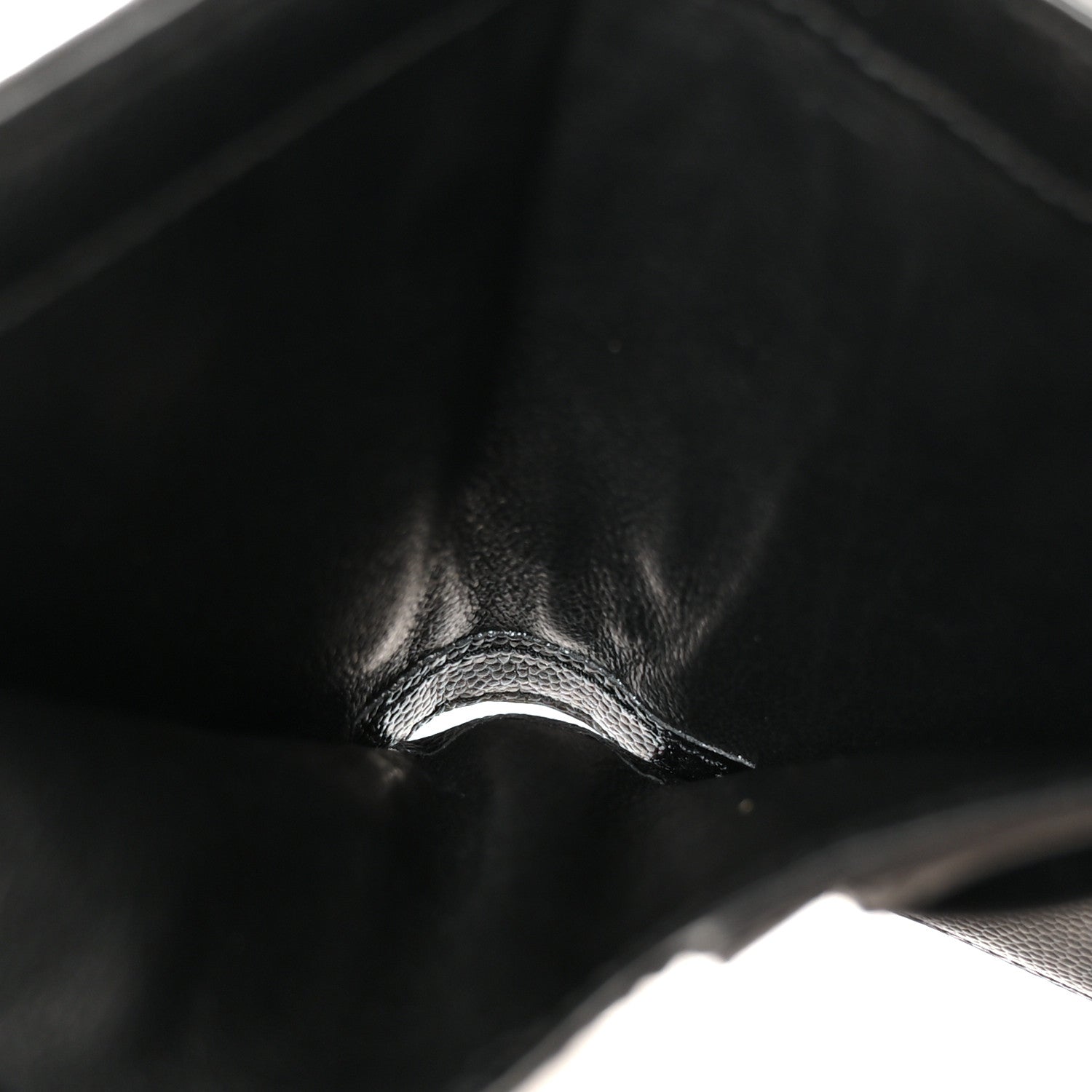 Saint Laurent Grain De Poudre Matelasse Chevron Monogram Compact Tri Fold Wallet Black 5 of 9