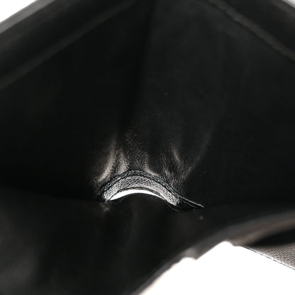 Saint Laurent Grain De Poudre Matelasse Chevron Monogram Compact Tri Fold Wallet Black 5 of 9
