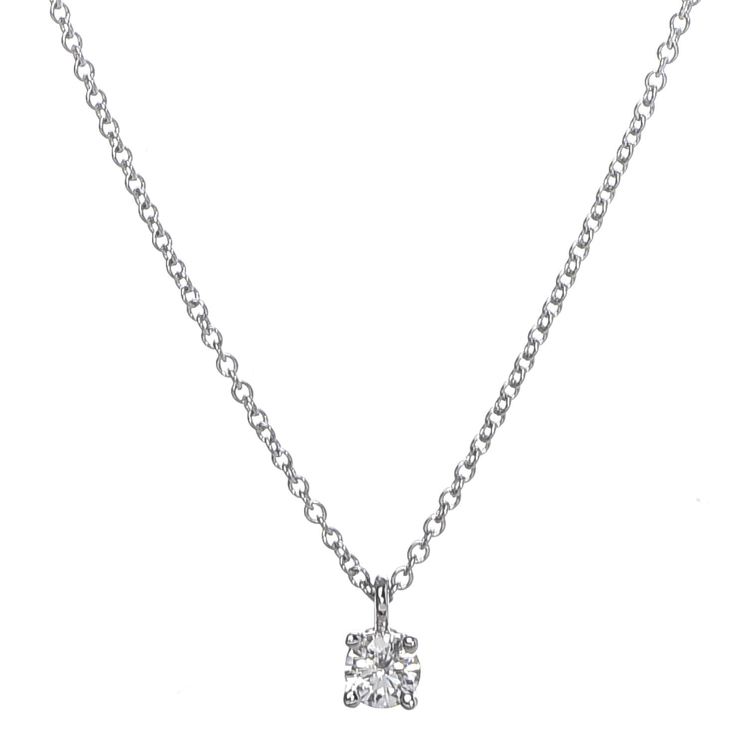 Tiffany Platinum Diamond .18ct Solitaire Pendant Necklace 4 of 6